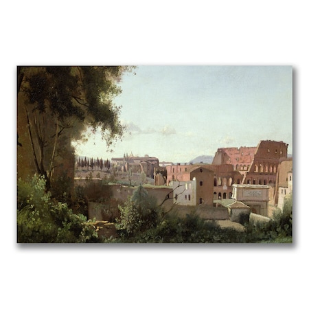 Jean Baptiste Corot 'View Of The Colosseum' Canvas,18x32